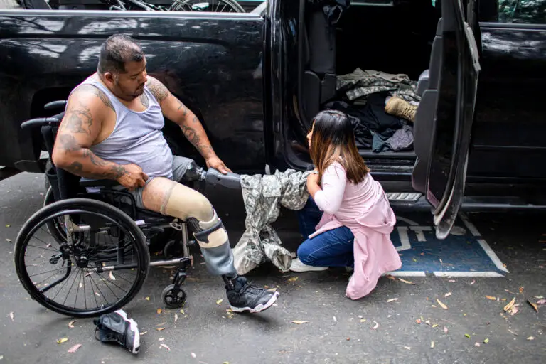 Army Veteran Removing Prosthetic Legs